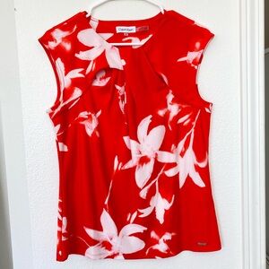 Calvin Klein beautiful top, size S, bright red and white colors.